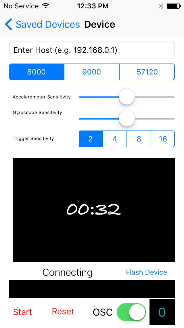 iOS app that sends OSC data in real time to the computer